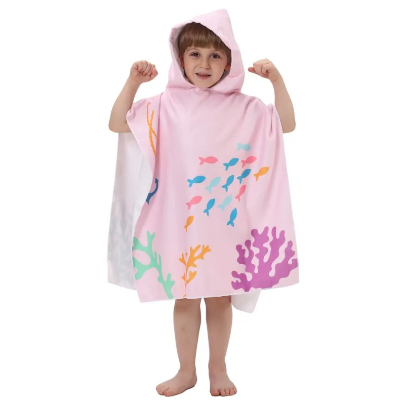 Cartoon Baby Bath Towel Microfiber Hooded Beach Towel Newborn Cape Towels Soft Poncho Kids Bathing Stuff Infant Washcloth