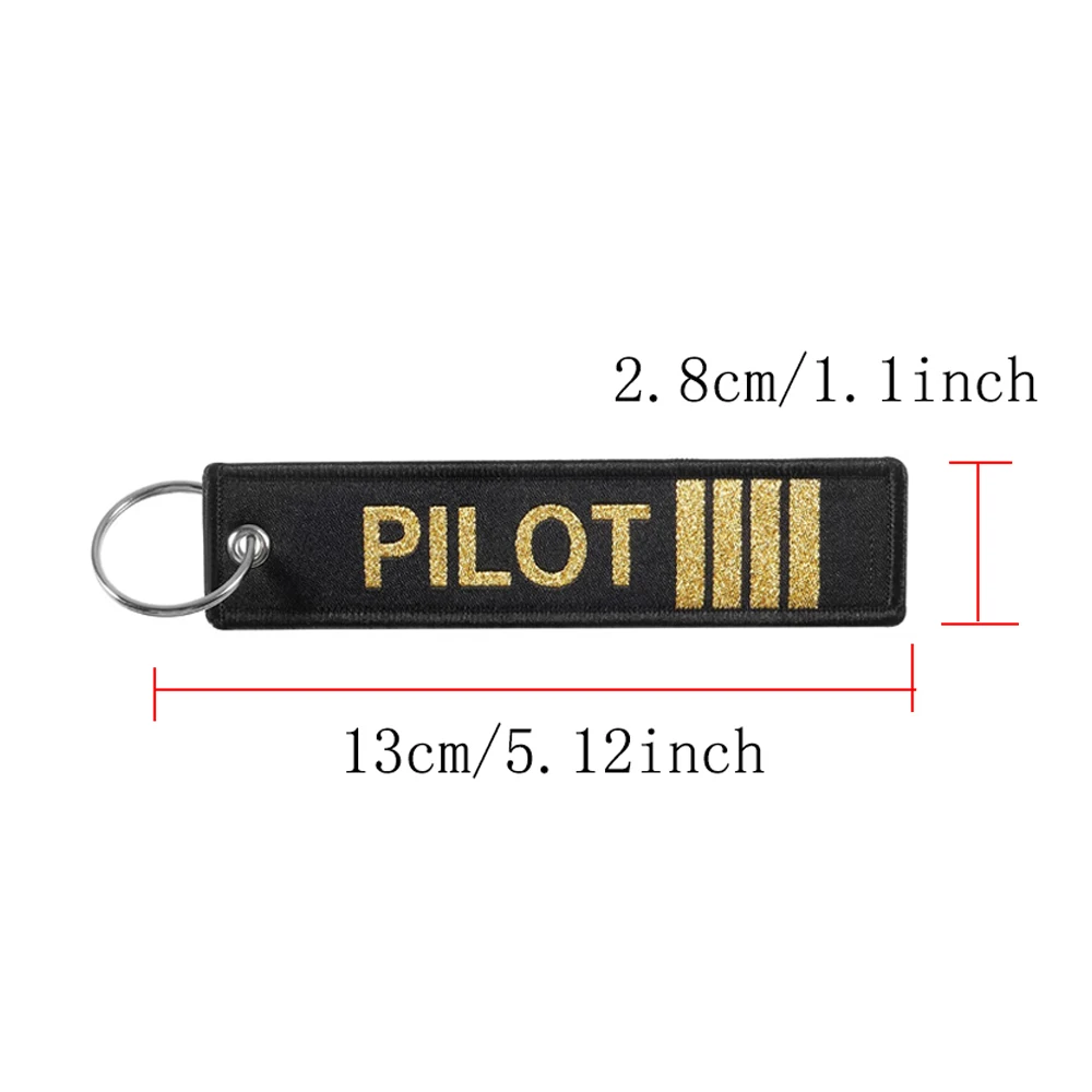 3pcs PILOT Logo Keychain For Motorcycles Cars Key Tag Embroidery Yelloew Danger Remind Launch Key Ring Chain