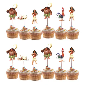Disney Moana Cupcake Toppers, Tema Parti Kek Topper, Bebek Duş Dekor, çocuklar Doğum Günü Partisi Süslemeleri Malzemeleri paket başına 24 adet En çok satılan 12 pasta-moana-no. 10