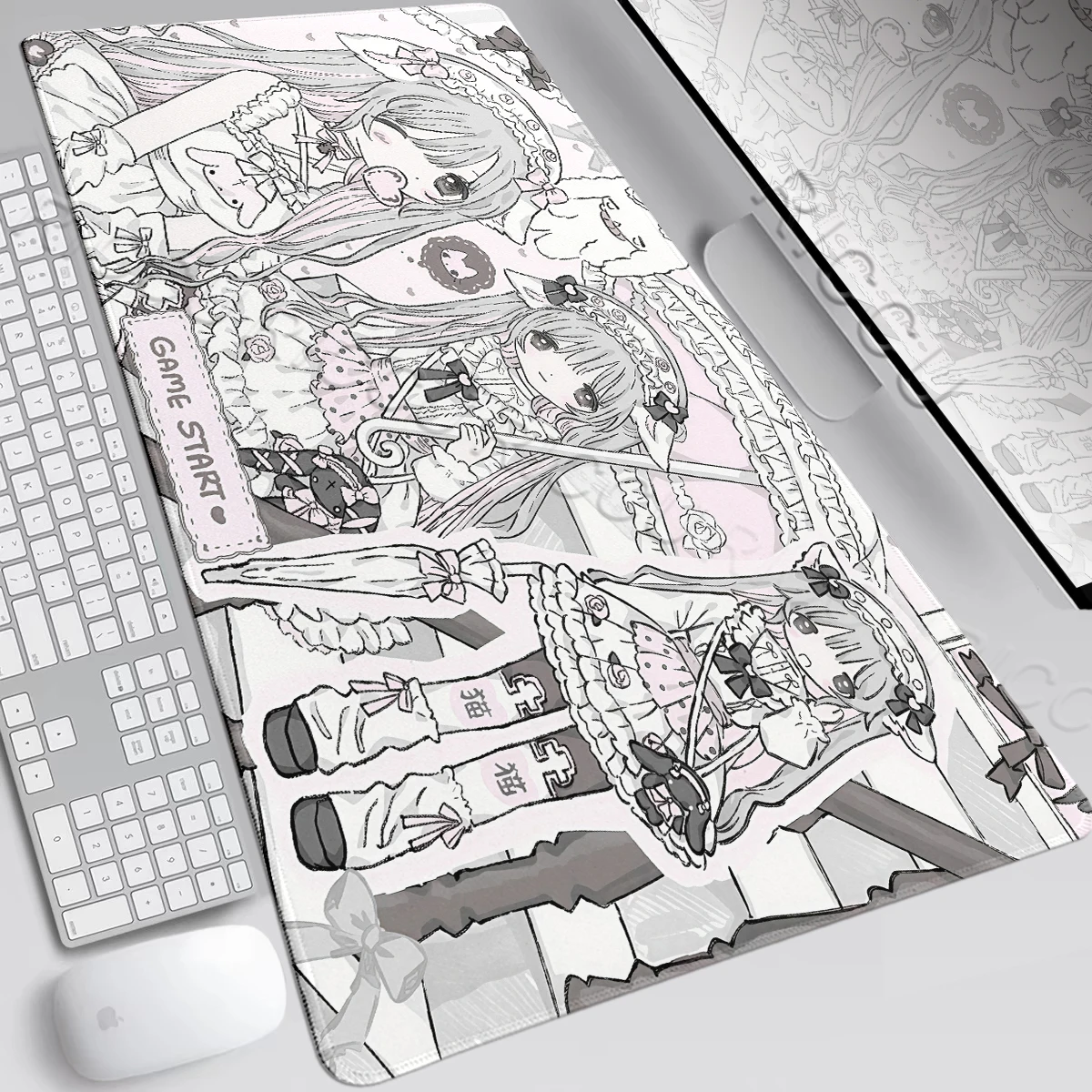 Pc Gaming Pink - لوحة ماوس كبيرة بتصميم قلب فتاة