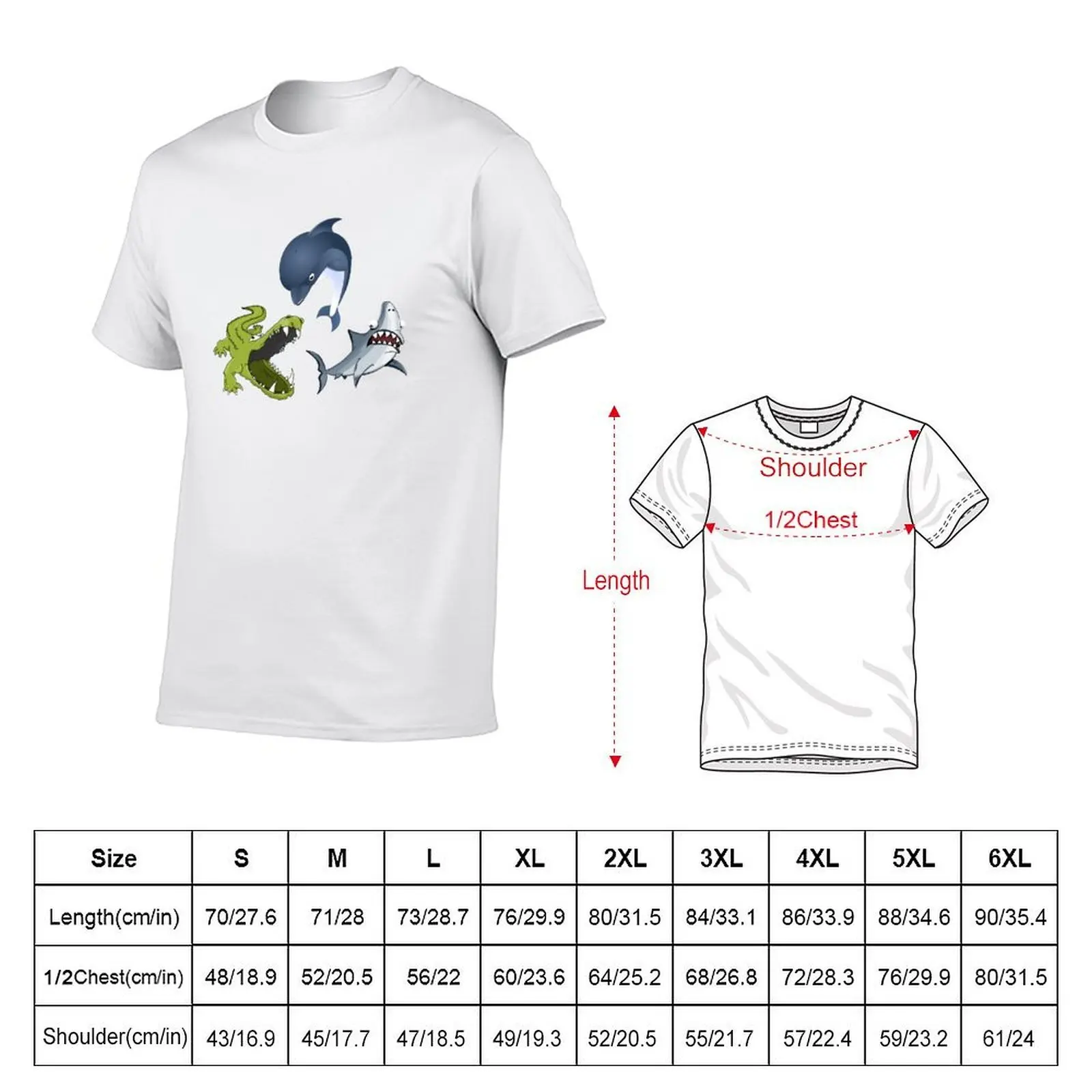 Triangle: crocodile shark dolphin T-Shirt custom t-shirts Man t-shirt black t shirts for men