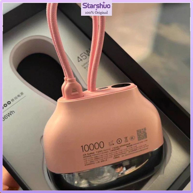 TUDOO Anxin Bean Portable Power Bank 10000mAh Large Capacity 45W Super Fast Charging Power Bank With Lanyard Compatible For Ios