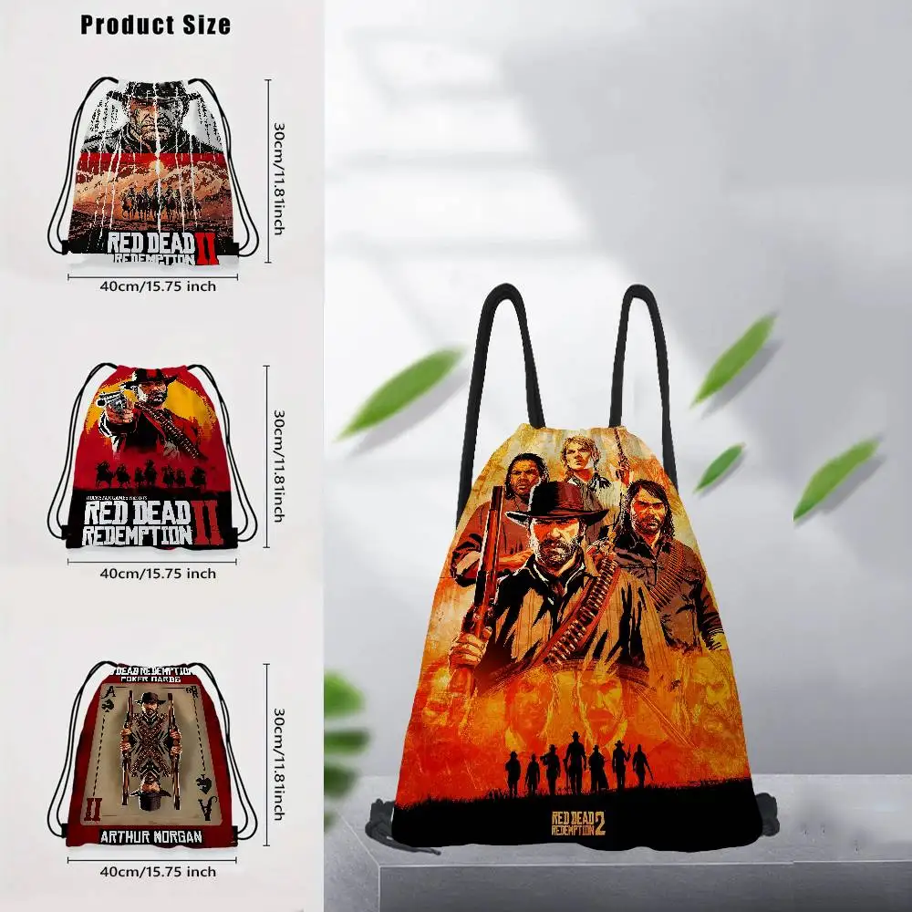 لعبة TV-Red-Dead-Redemption 2 حقائب برباط مطبوعة حقائب هدايا للحفلات، حقائب ظهر برباط رياضية للصالة الرياضية والسفر والاستخدام الترفيهي