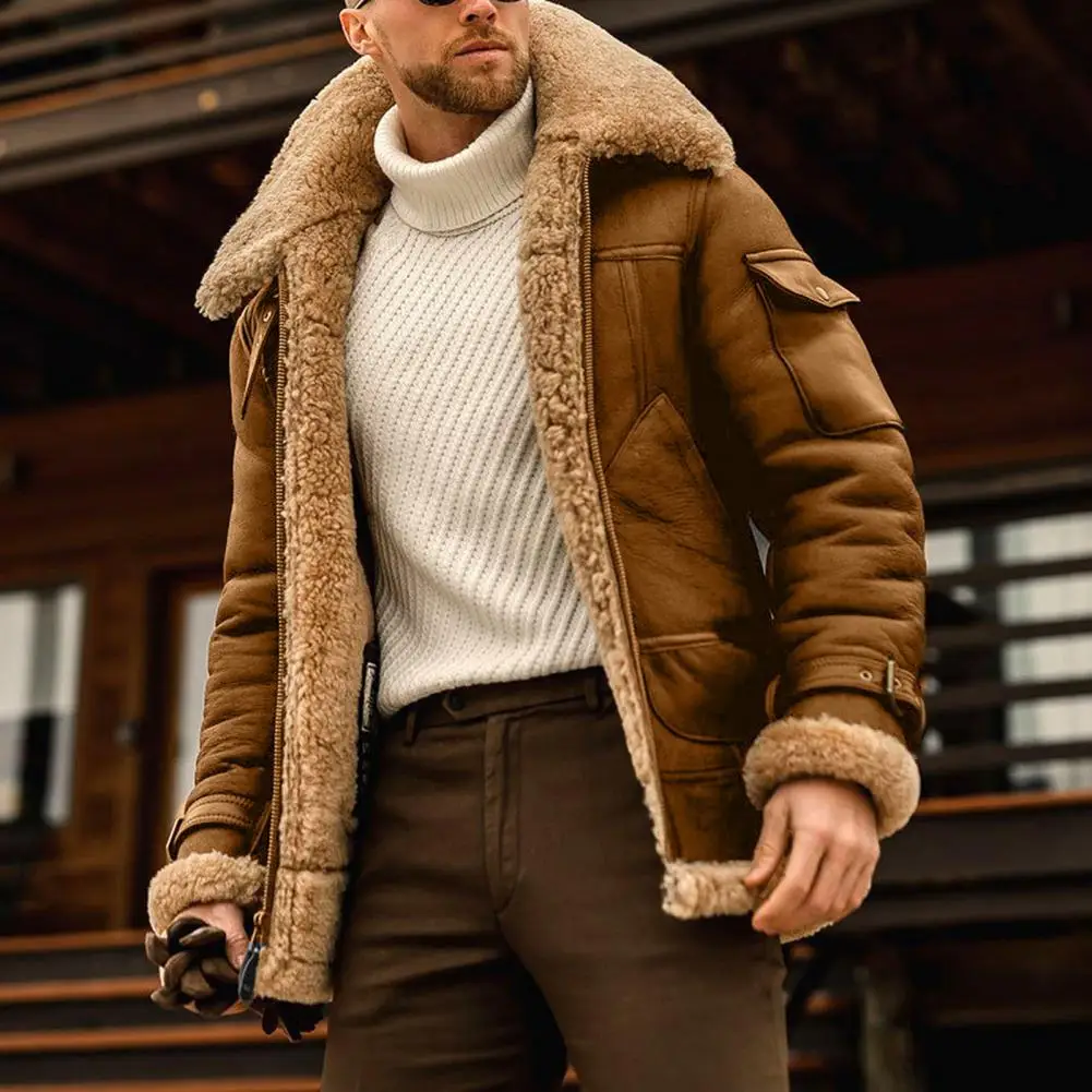 Giacca Oversize da uomo fodera in peluche colletto rovesciato cerniera inverno pelliccia sintetica autunno inverno cappotto da uomo in pelliccia giacca addensata capispalla