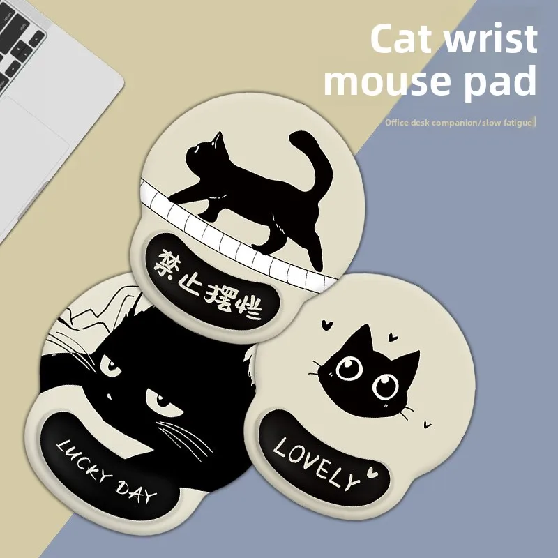 

Cartoon Cat Wrist Rest Mouse Pad - Simple Cute 3D Stereo Silicone Hand Support Soft Pad, Office Thickened Wrist Cushion Desk Mat