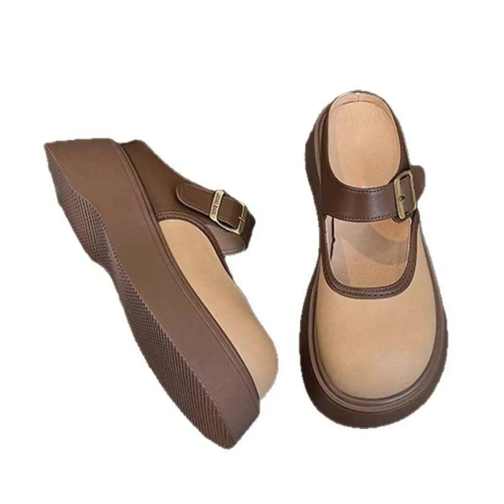

Retro PVC Slipper Women Mary Jane Anti-skid Closed Toe Slippers French Style Soft Sole Casual Single Shoes Girls