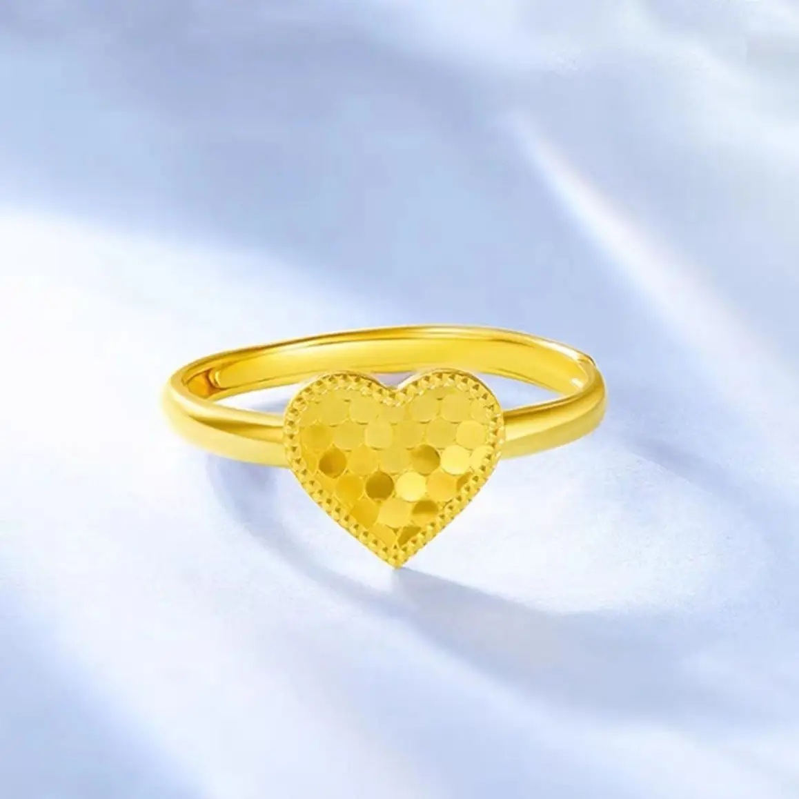 

pure gold love nest heart ring female fish scale honeycomb surface four-leaf clover open ring AU999 hand jewelry