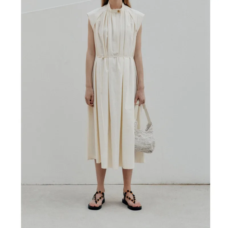 

2023 Casual Commuter Loose Round Neck Sleeveless Waist Dress with Belt