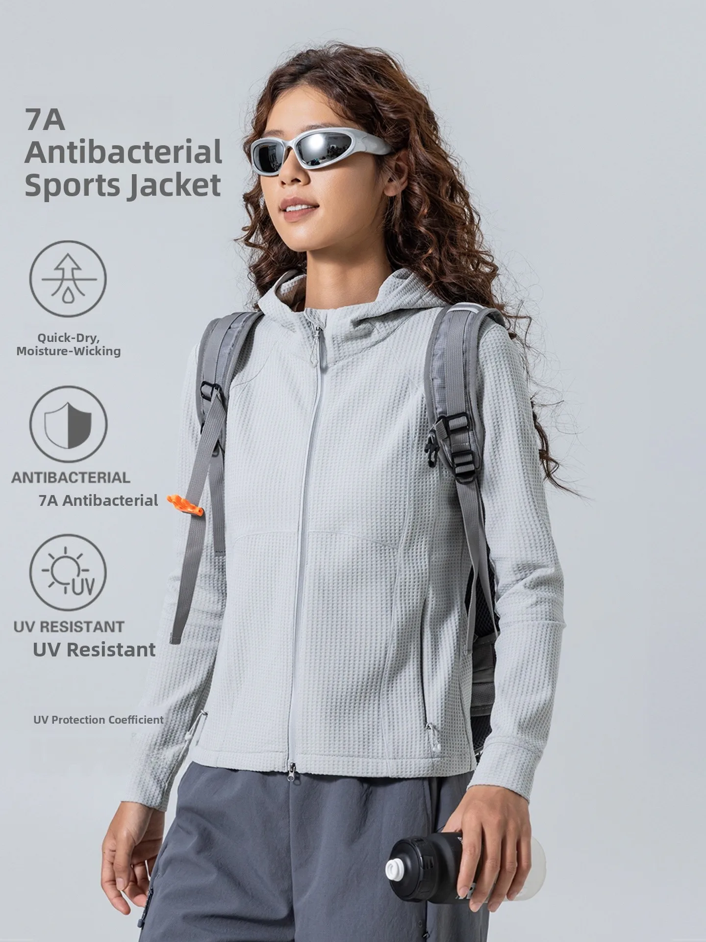 Women's Zipper Front Hoodie Jacket Outdoor Climbing Hiking Sporty Slim Fit Polyester Fiber Quick Dry Short Coat MDNSTREND