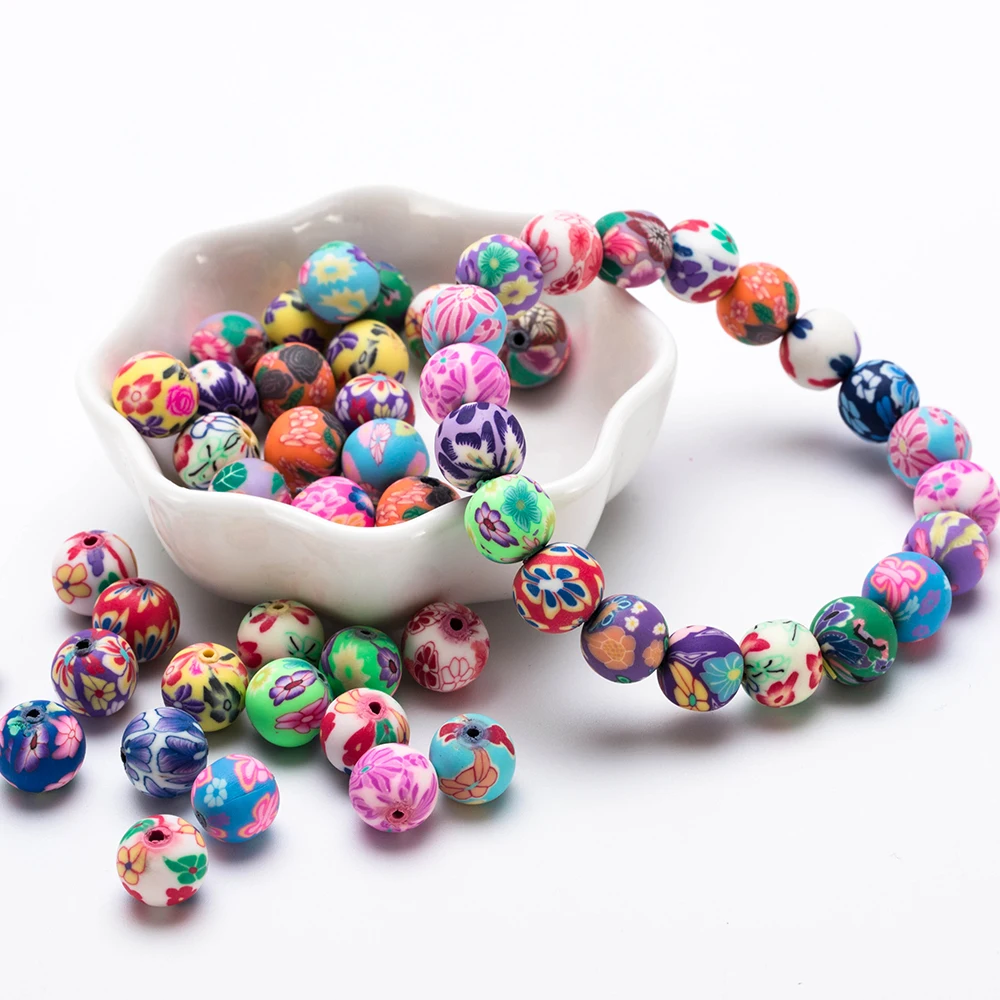 6 /8 /10MM Round Polymer Clay Beads For Jewelry Making DIY Bracelet Accessories For Women Girls