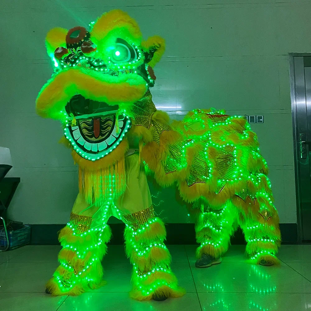 

LED Lion Amusement Park Performance Lion Dance Props Chinese Traditional Festival Double Led Light Lion Dance South Costume Suit