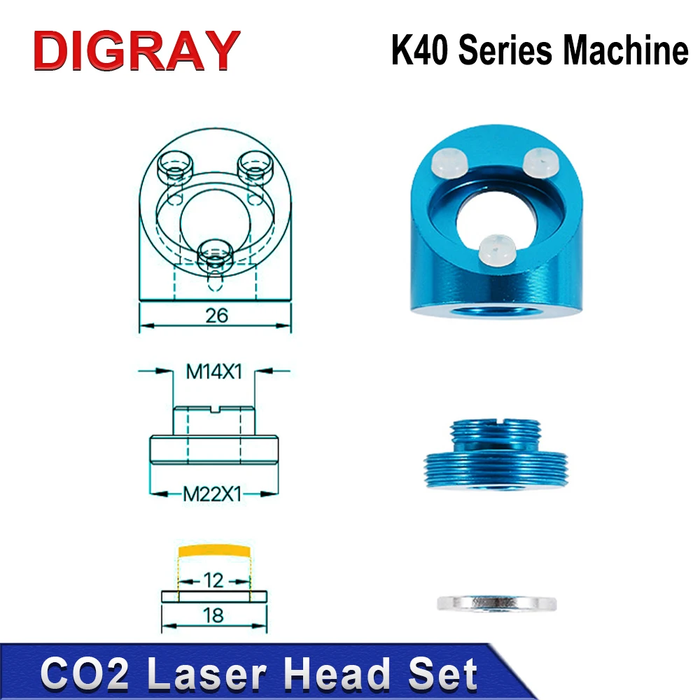 Imagem -04 - Diy Co2 Cabeça do Laser para K40 Série Gravura e Máquina de Corte Lente Diâmetro 12 mm 16 mm 18 mm fl 25.4 mm 50.8 mm Espelho 20 mm