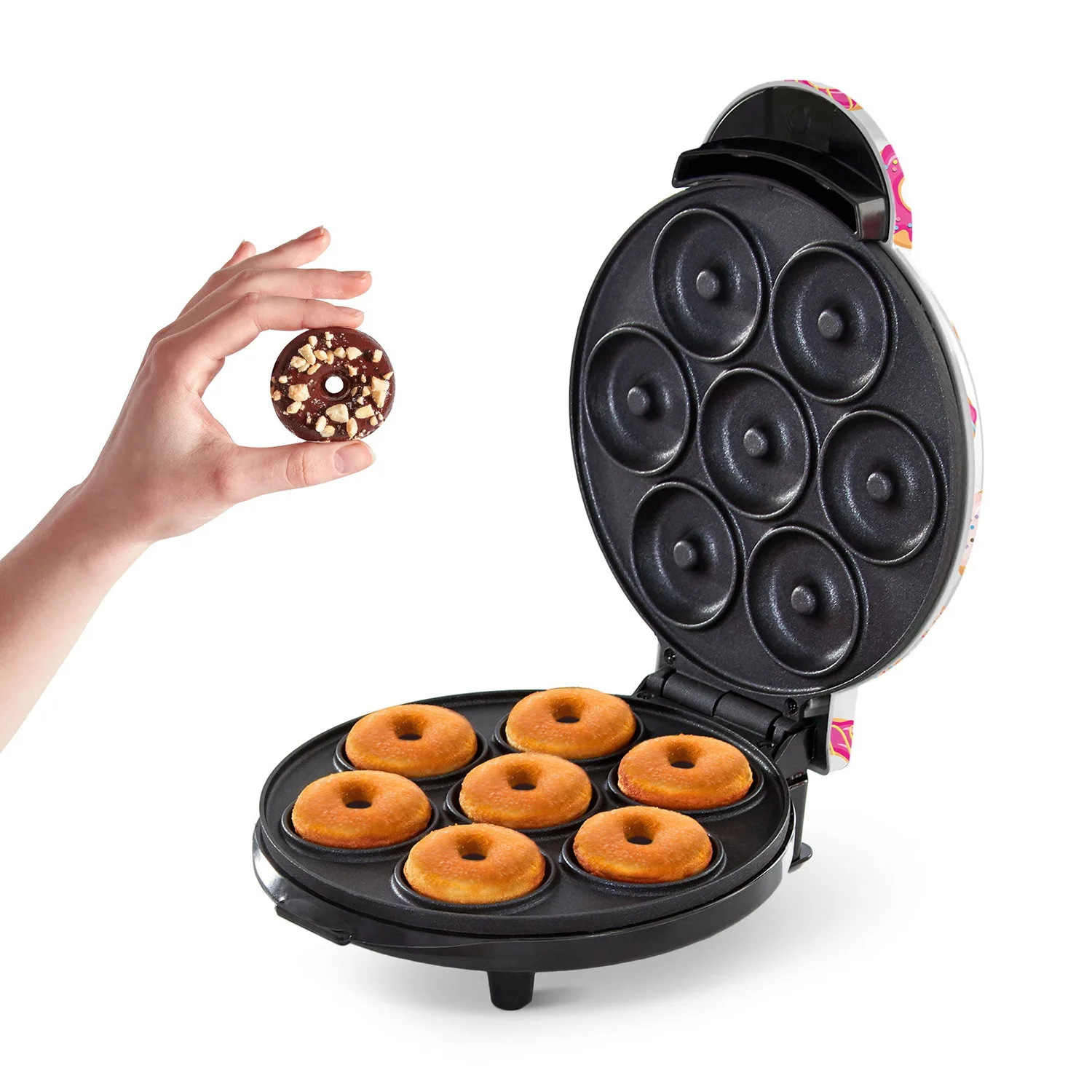 

7-Holes Mini Automatic Electric Non-Stick Surface Dessert Snack Cake Maker Household Breakfast Donut Waffle Machine