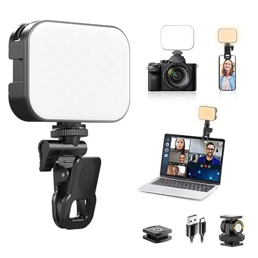 ULANZI VL100X Selfie Light LED Video Camera Light Portable Clip on Light Panel for Camera Phone Laptop Tablet Computer 2000mAh
