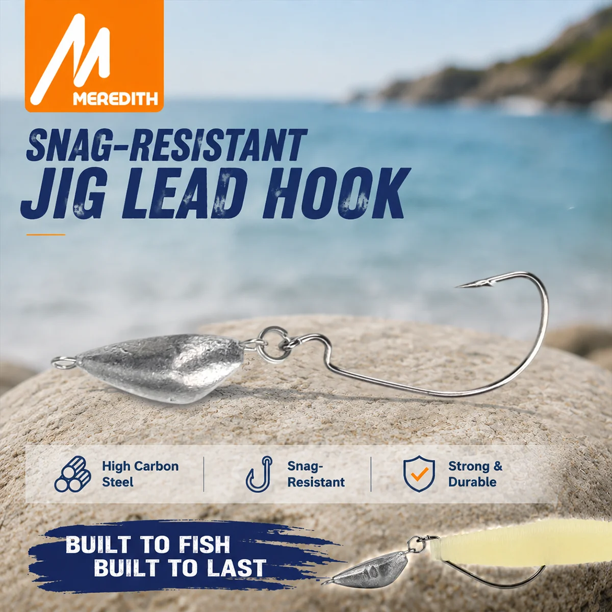 MEREDITH 5PCS JIG Lead Head Weedless Hook Anti-Snag Fishing Hooks