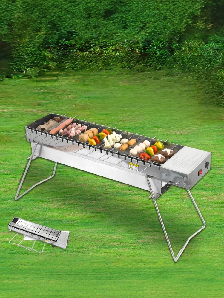 

Outdoor Stainl Steel Barbecue ill Auatic Rotating Home Use Cam Travel Cooking Stove Self-Service Skewer Oven