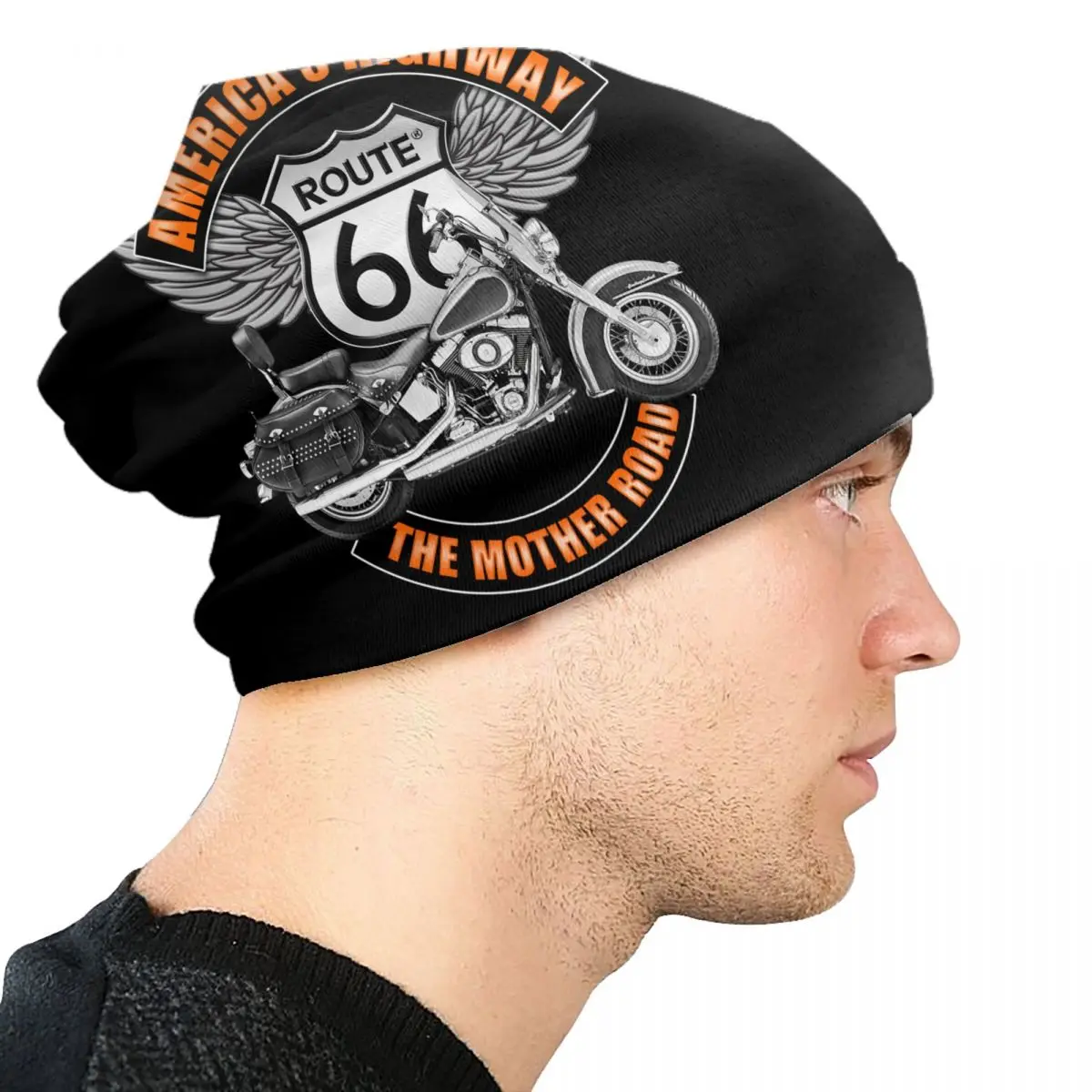 Americas Highway Route 66 cappelli con cofano cappello da lavoro a maglia da strada per donna uomo inverno caldo USA Highway Skullies berretti berretti