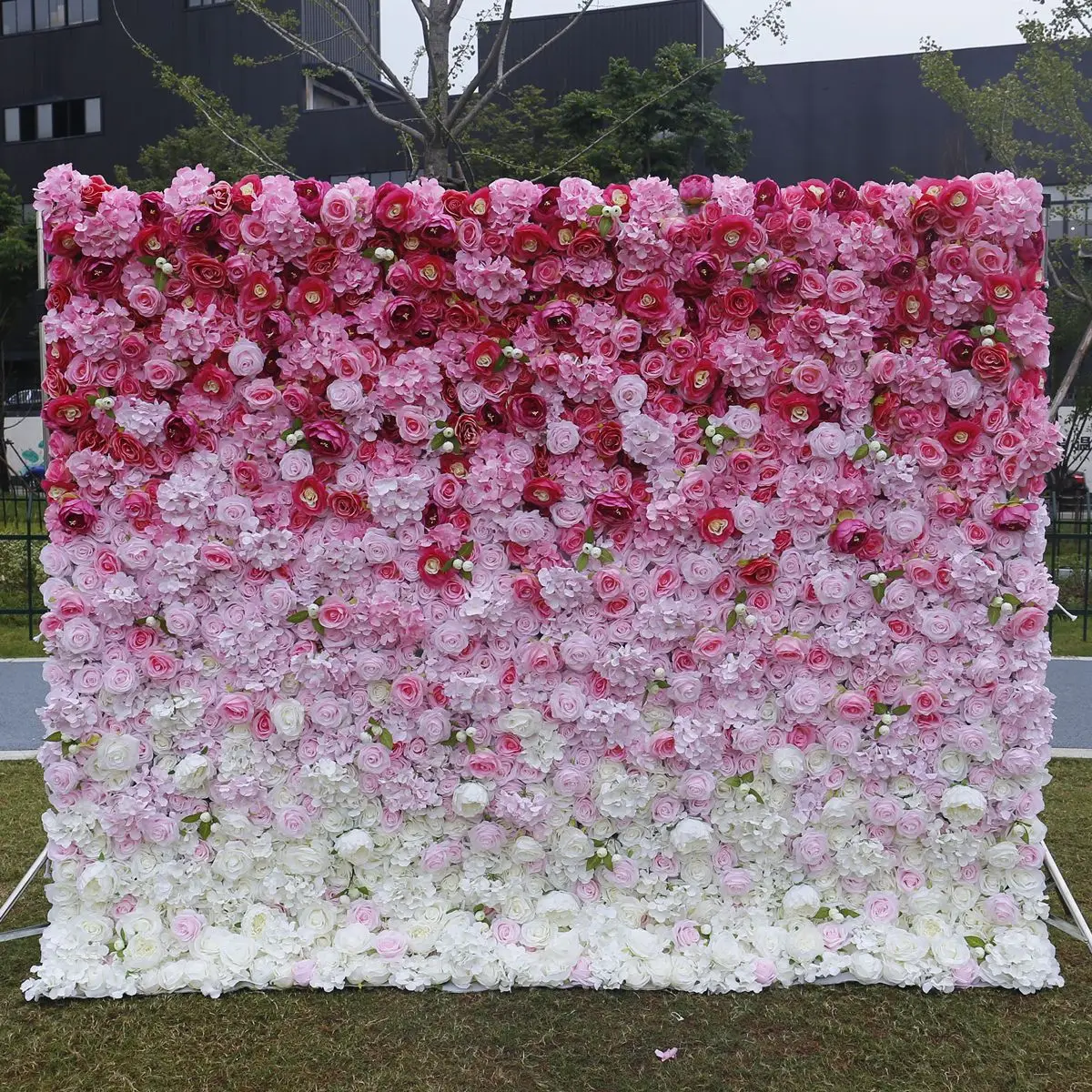 Luxury Peach pink 5D Cloth Flower Wall Wedding Backdrop Props Rose Hydrangea Arrangement Curtain Hanging Fabric Floral wall