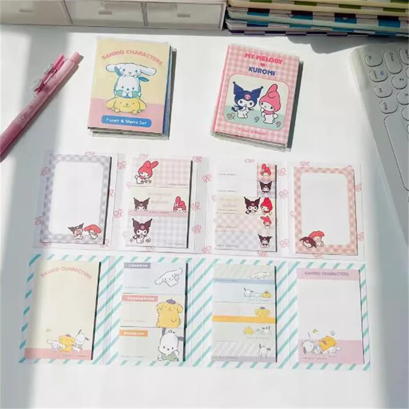 10pcs/lot Sanrio Kuromi Melody 4 Folding Memo Pad Sticky Notes Cute N Times Stationery Label Notepad Bookmark Post School Supply