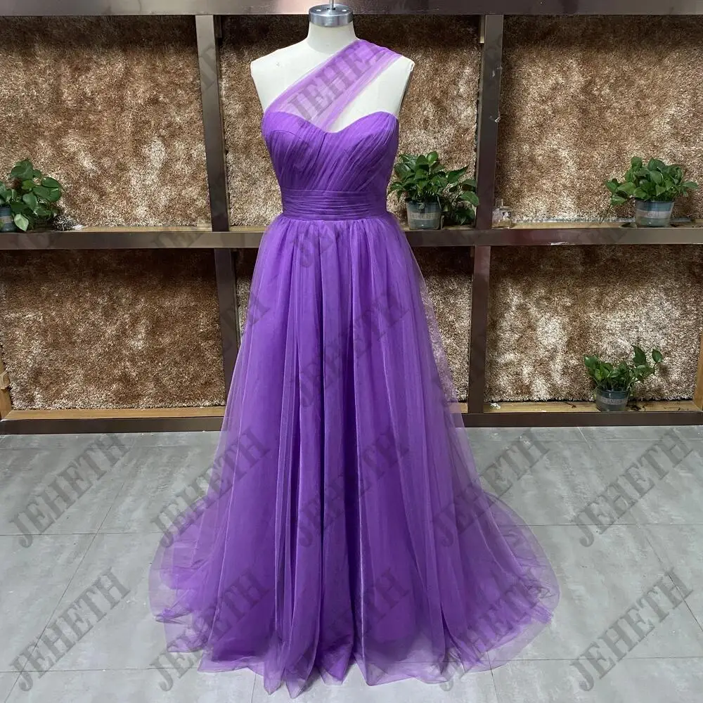 

A-Line Tulle Evening Dresses One Shoulder Sleeveless Prom Dresses Sweetheart vestidos de fiesta elegantes vestidos de noche