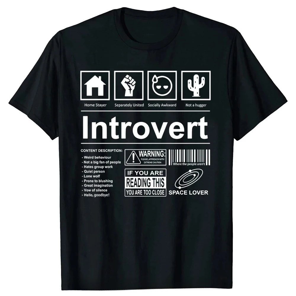 Introvert Logo T Shirt Funny Sayings Humor Introvers Joke T Shirts Summer Cotton Streetwear Humor Quotes Christmas Gifts T-shirt