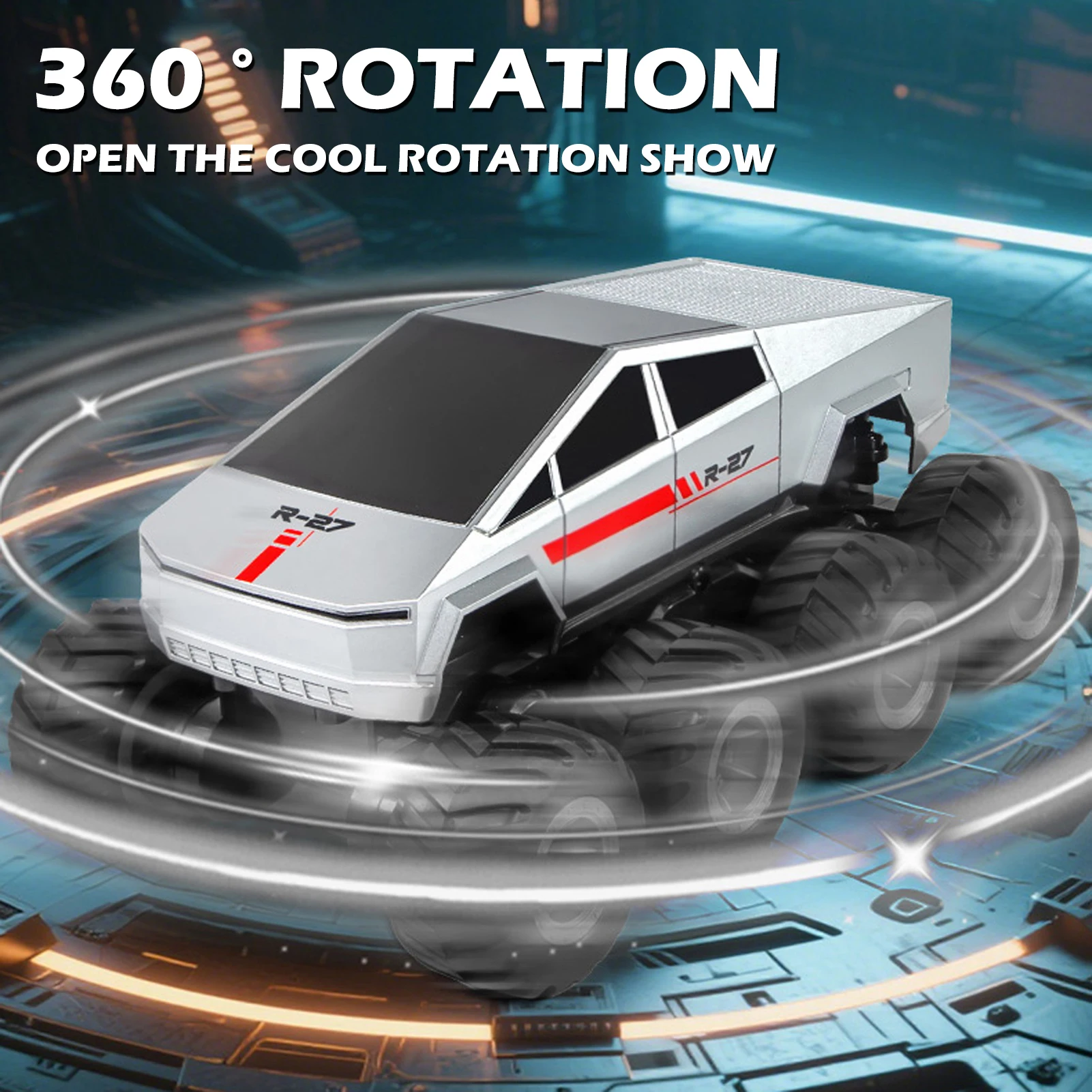 Camion RC 2.4G, auto telecomandata per bambini, giocattolo per tutti i terreni con acqua e terra, 360 °   Veicolo fuoristrada rotante 8WD, giocattolo anfibio RC