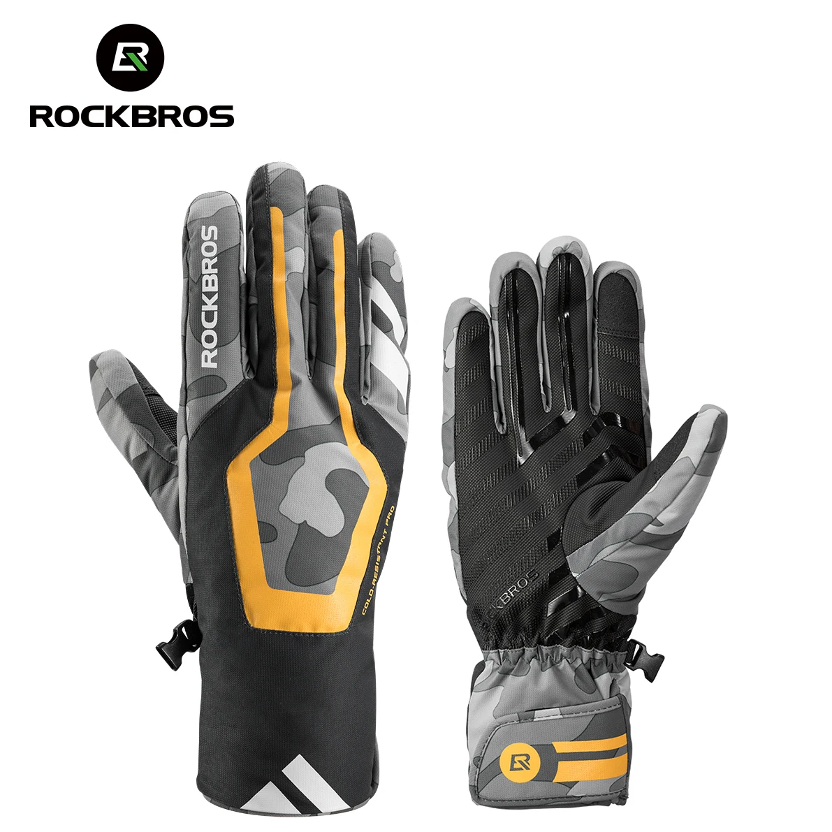 ROCKBROS Winter Cycling Gloves Windproof Waterproof Keep Warm Full Finger Gloves Touch Screen Scooter Motorcycle Bicycle Gloves