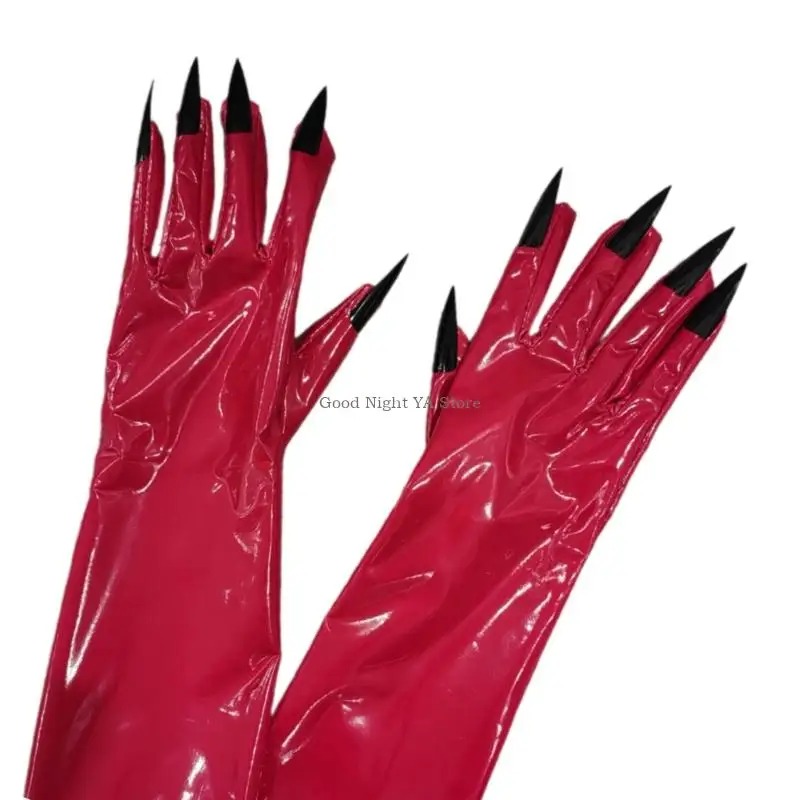 2pcs Halloween Funny Gloves Scary Monsters Masked Mittens Long Leather Gloves