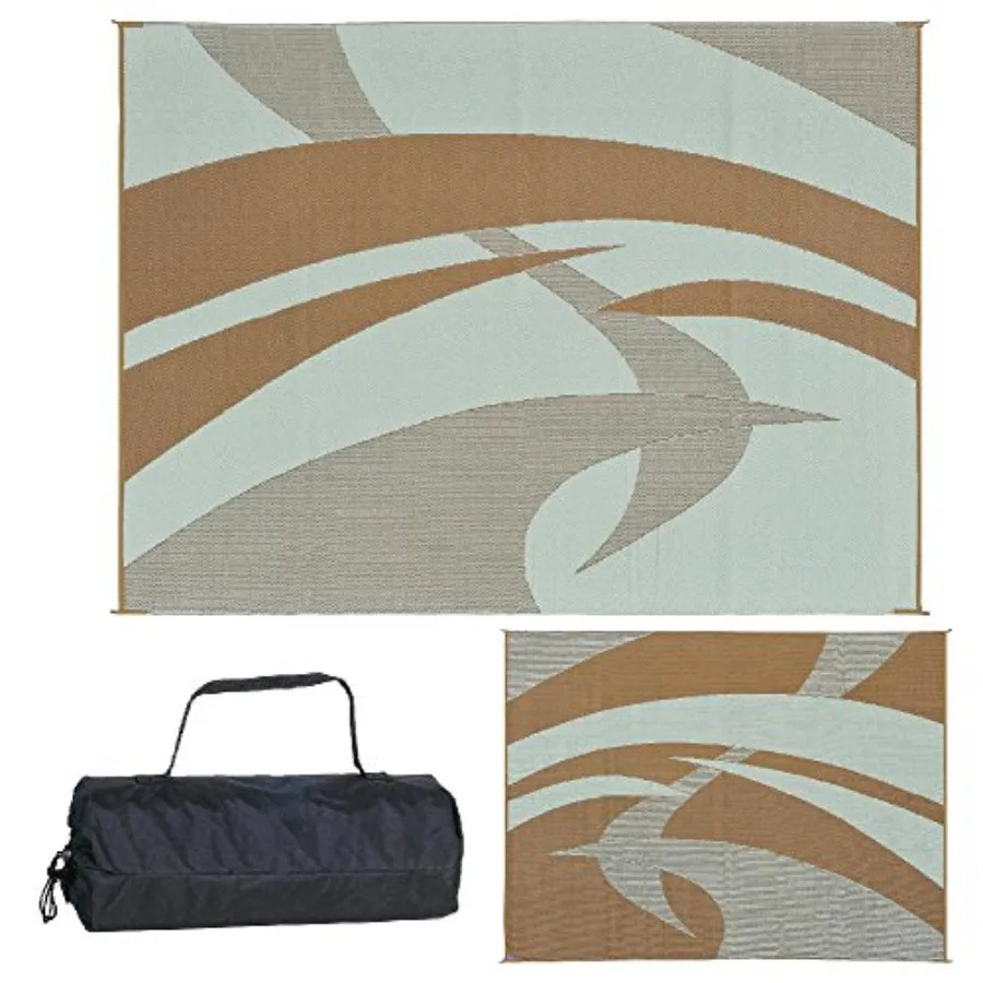 

159127 9-feet by 12-feet Reversible Mat Plastic Straw Rug for Outdoor Use Ideal for RV Patio Backyard Picnic Beach and Camping