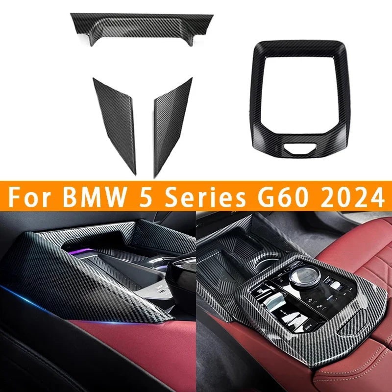 

For BMW 5 Series G60 2024 ABS Carbon Fiber Car Center Console Frame Trim Cover Center Control Gear box Sticker Auto Accessories