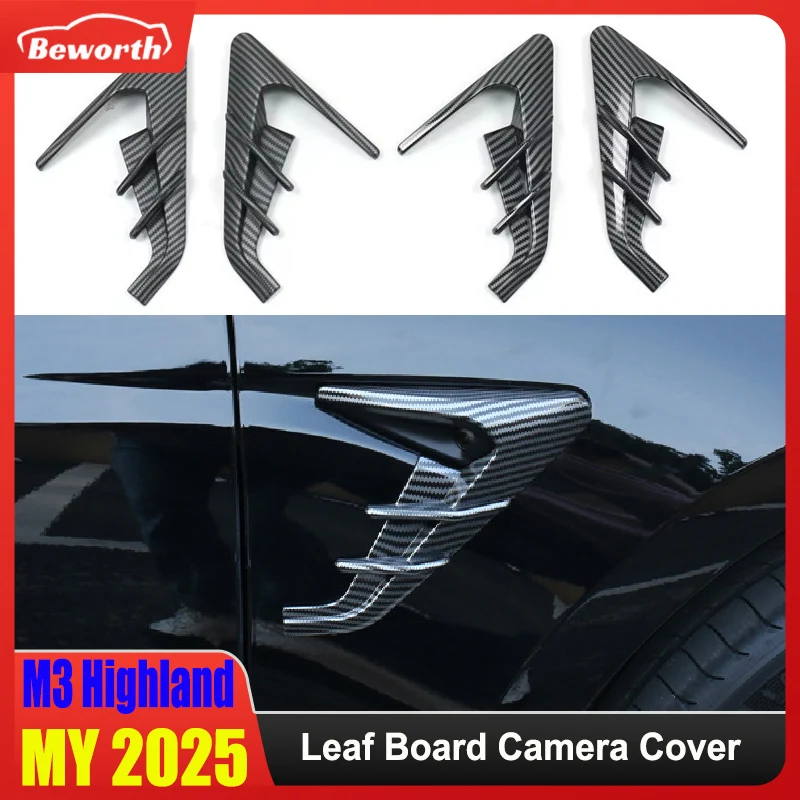 

2pcs Side Camera Cover for Tesla New Model Y Launch 2025 Juniper Model 3 Highland 2024 Leaf Board Camera Protective Modification