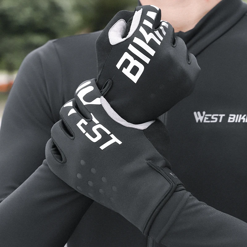 WEST BIKING Cycling Gloves MTB Bike Bicycle Full Finger Gloves Men Women Winter Gym Fitness Non-slip Breathable Sports Gloves