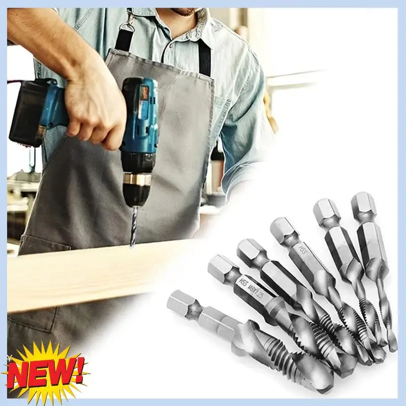 

AT14 3Pcs M6 M8 M10 High-Speed Steel Titanium Plated Composite Tap Drill And Tap Integrated Machine Tap Open Chamfer Tool