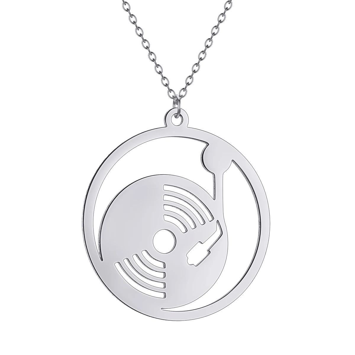 Music Song Theme Record Pendant Jewelry Gift For Music Lover Musical Stainless Steel Jewelry Jazz Rock Band Necklace