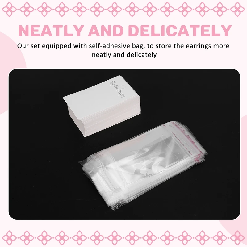 Abwr-perhiasan 100 X putih anting polos kartu tampilan & tas perekat diri