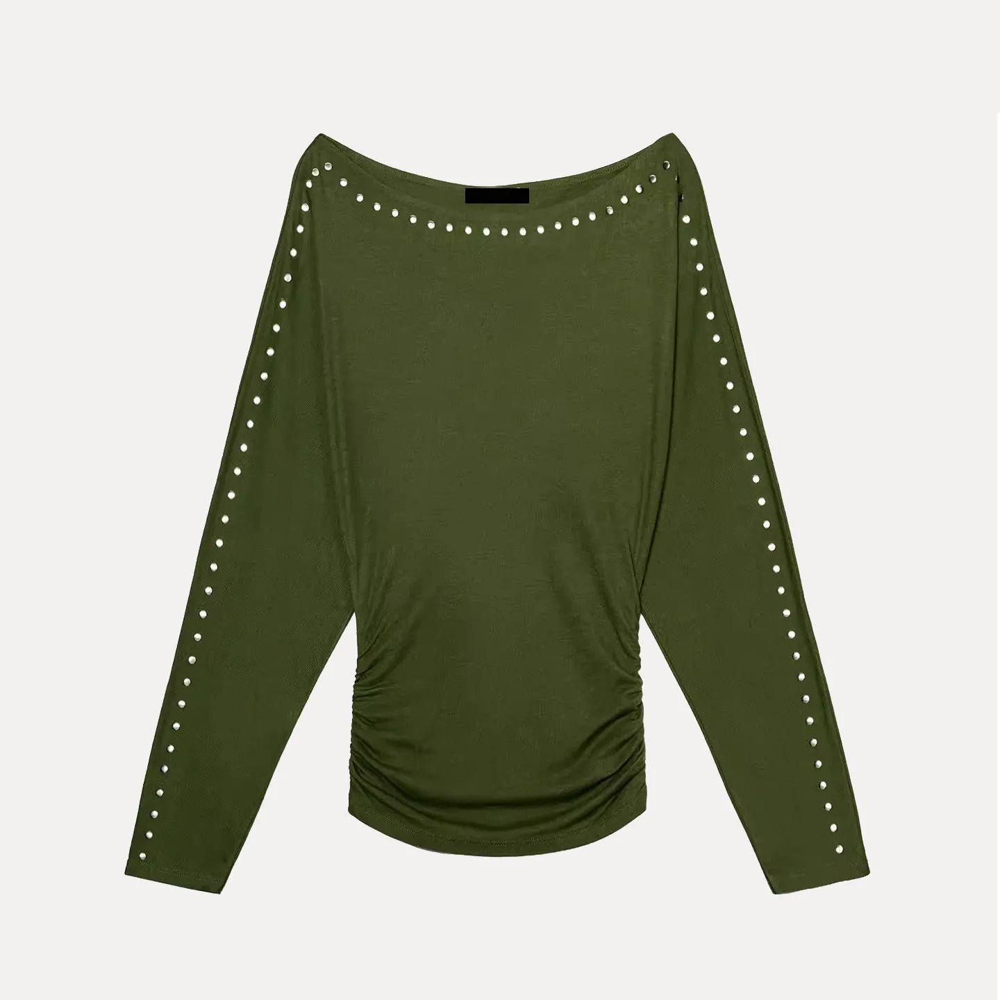 

Faionable Long Sve T-irt for Women Spring 2026 Rivet Detail Versatile Daily Wear Commute Sle Z Brand