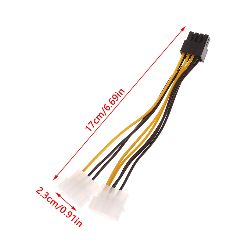 1Pc Durable 17cm Dual 4Pin To 8Pin Video Card Power Cord Y Shape 8 Pin PCI Express To Dual 4 Pin Graphics Card Power Cable