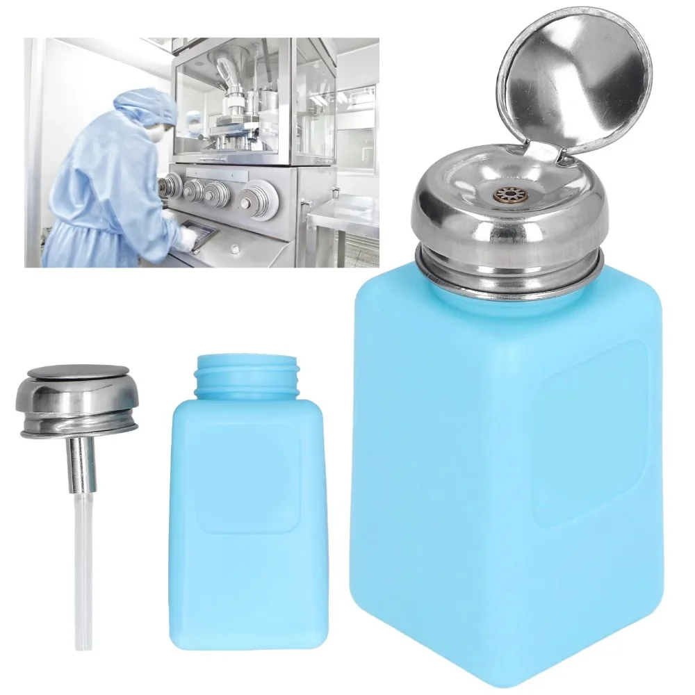 

200ML ESD-Safe Press-Type Solvent Dispenser with Stainless Steel Cap - Square Anti-Static Bottle for Alcohol/Thinner