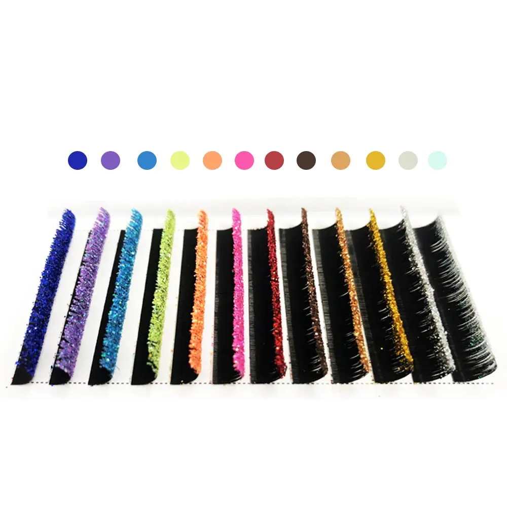 Mix Colors Fashion Glitter Shiny Colorful Classic False Eyelash Extensions Individual lashes For Makeup