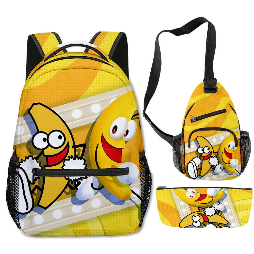 

Cartoon Youthful shovelware Brain Game 3pcs/Set Backpacks 3D Print Oxford Notebook multifunction Backpack Chest Bag Pencil Case