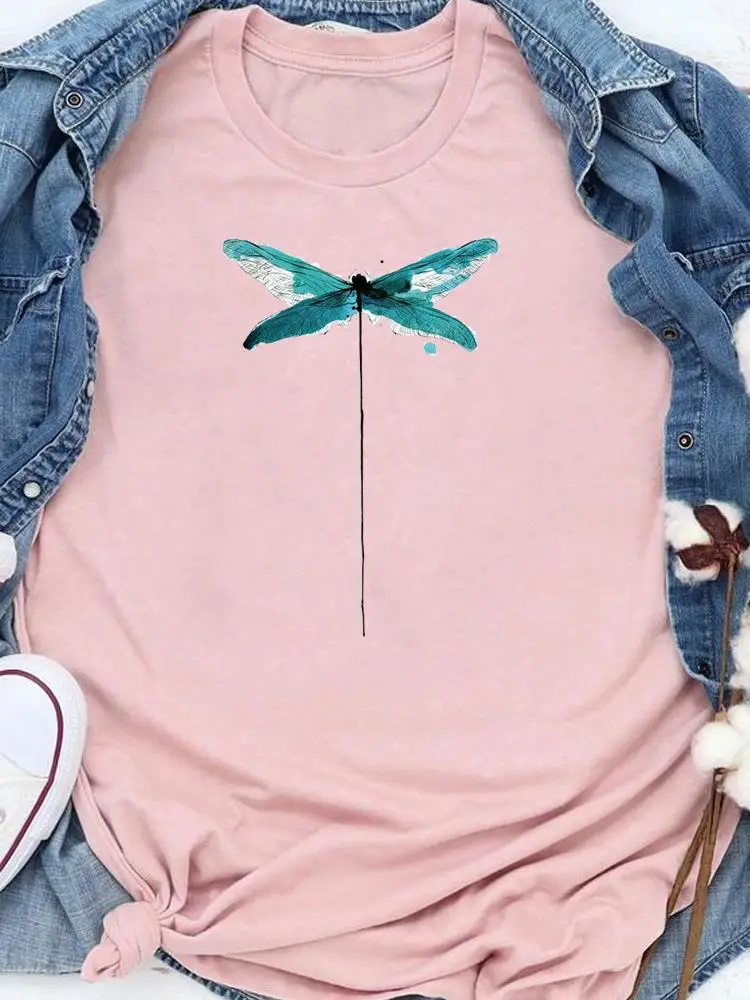 Dragonfly หวาน90S เสื้อยืดน่ารักการ์ตูนเสื้อฤดูร้อน Tee ผู้หญิงพิมพ์เสื้อผ้าแฟชั่นลำลองกราฟิก T Top