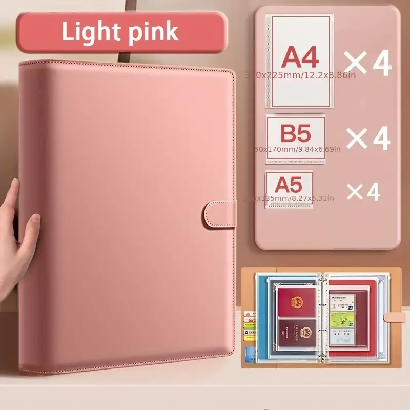 Raccoglitore A4 in pelle spessa per notebook, raccoglitore di documenti per famiglie, cartelle di file, organizer per materiale scolastico per ufficio
