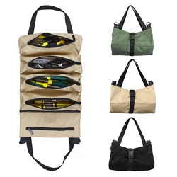 Multi-Purpose Roll Up Tool Bag,Wrench Roll,Canvas Tool Organizer Bucket,Car First Aid Kit Wrap, Estojo de armazenamento