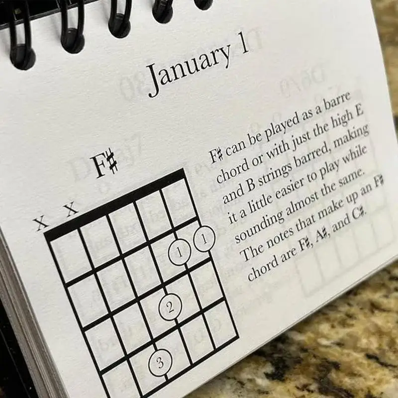 Acordes De Guitarra Calendário Diário De Acorde De Guitarra, Impressão Clara, Suprimentos De Prática Para Iniciantes E Guitarra, 365 Dias