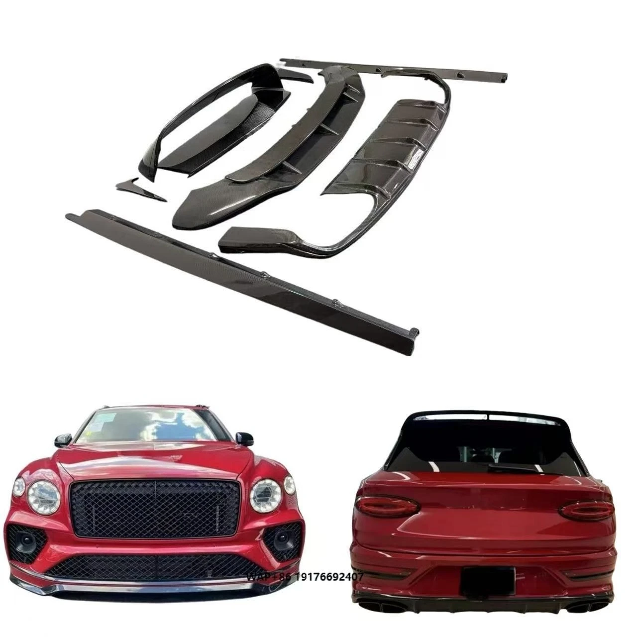

High Quality Carbon Fiber Body Kit for Bentayga Upgrade Speed Style Front Lip Side Skirt Diffuser Spoiler