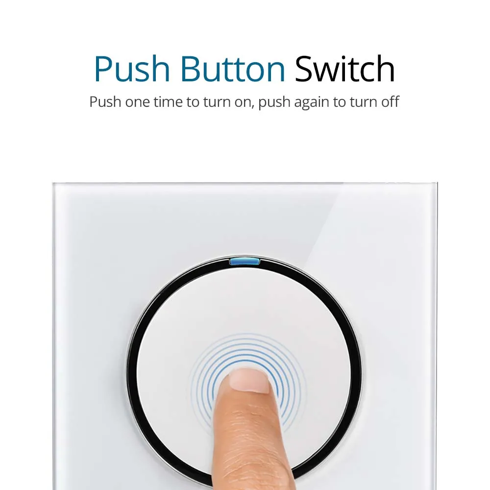 Wallpad New Arrival Random Click Push Button Wall Light Switch With LED Indicator Socket Crystal Glass Panel For Home