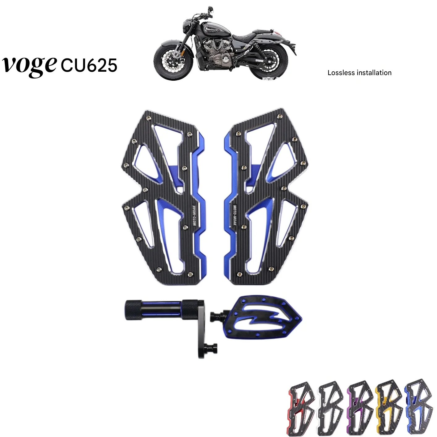 FOR VOGE CU625 Aluminum Alloy Front & Rear Foot Pegs with Bidirectional Shift Lever 3D Anti-Slip for Motorcycle Accessories