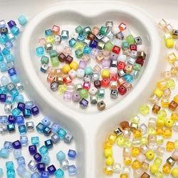 6mm 8mm Faceted Crystal Glass Bicone Square Crafts Loose Spacer Cube Beads for Bracelet Necklace Earrings DIY Jewelry Making