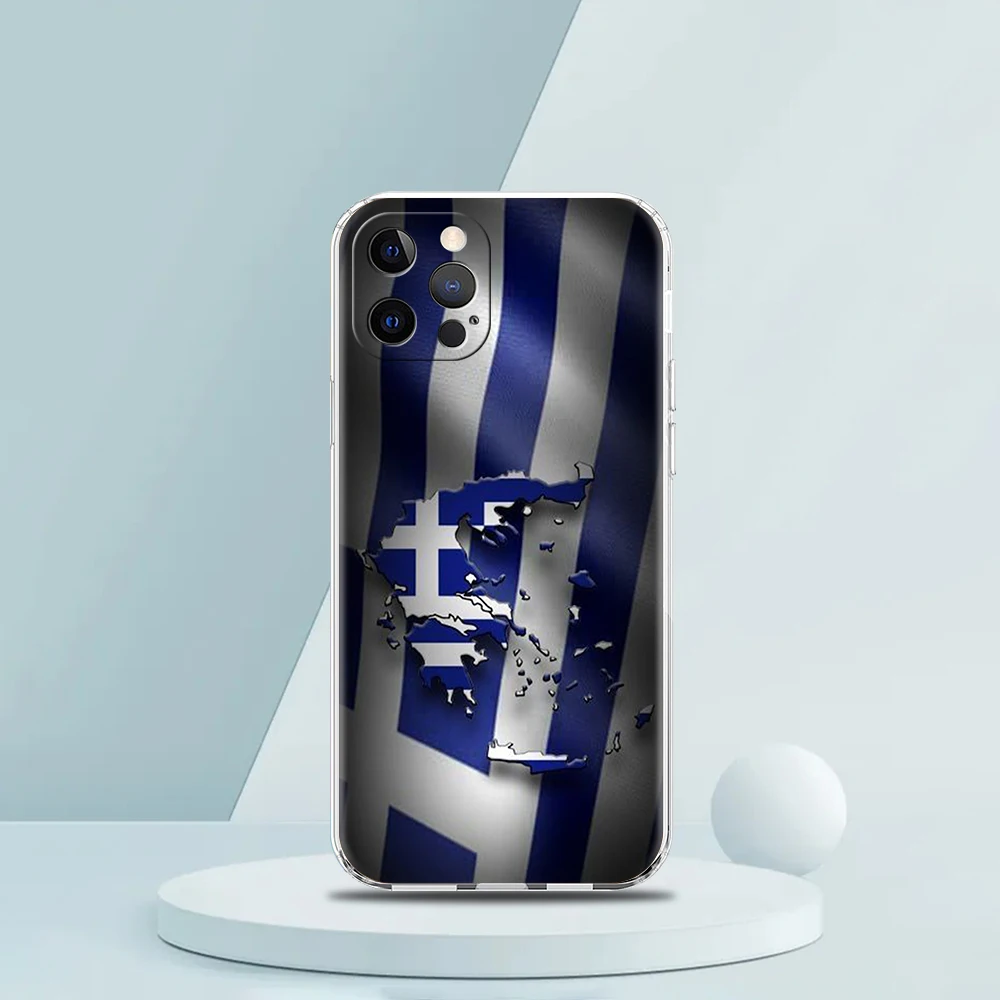 Greece Greek Flag Soft TPU Transparent Phone Case Cover for iPhone 16 15 14 13 12 11 Pro Max XR 8 7 Plus XS Max Shell Capas Bags