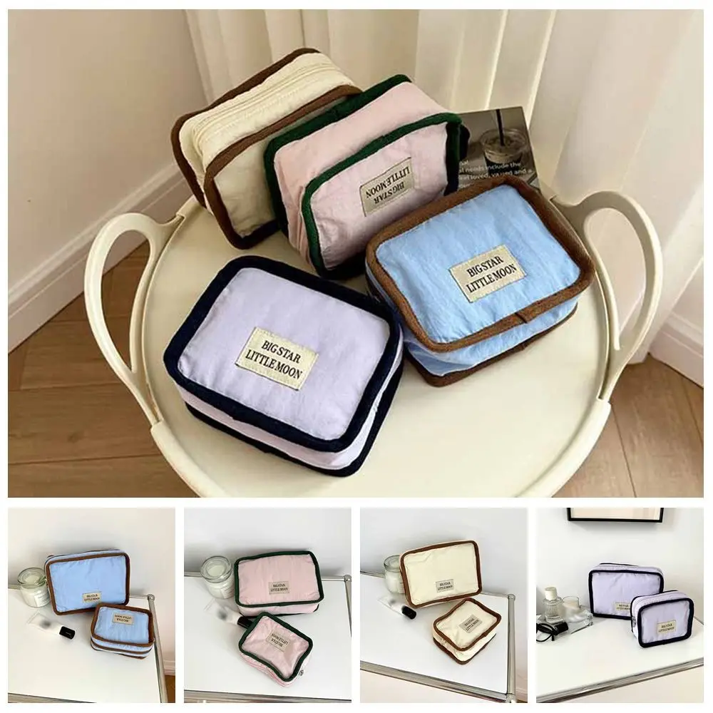 

Portable Contrast Color Cosmetic Bag Wallet Zipper Pouch Solid Color Coin Purse Lightweight Korean Style